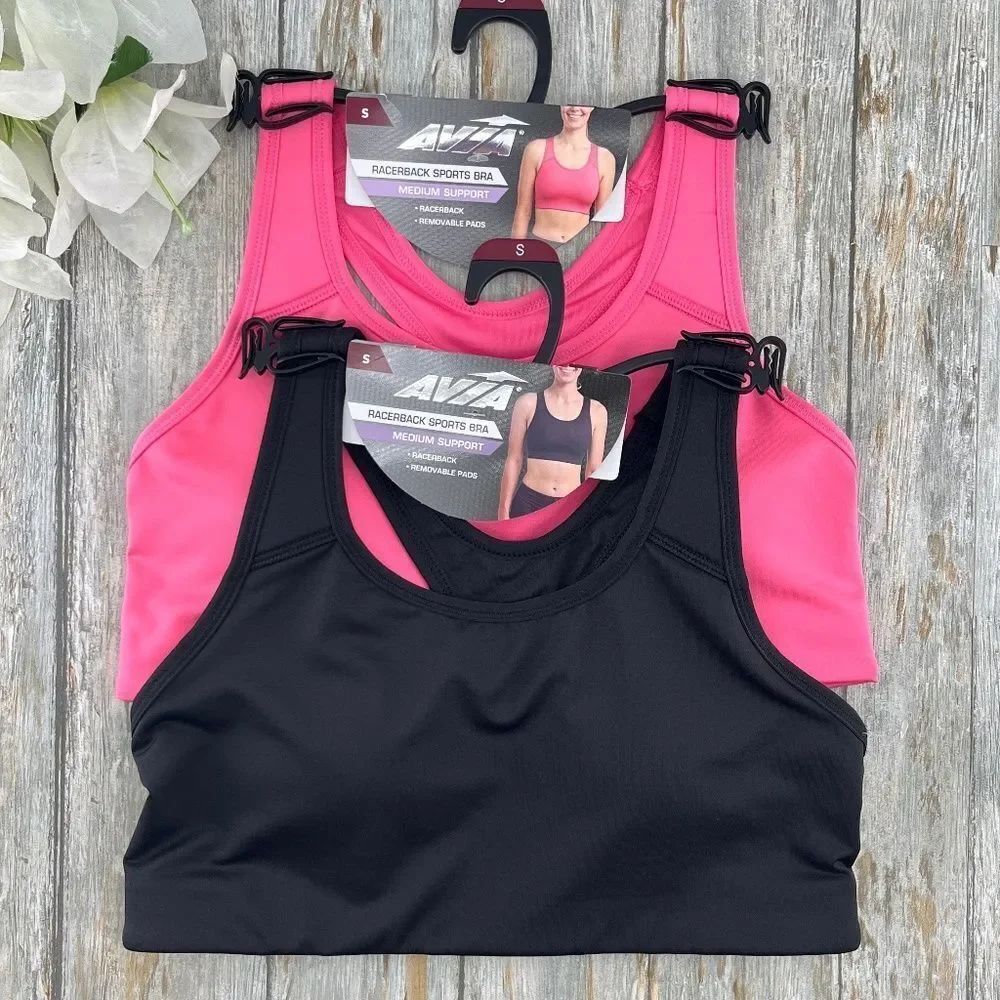 Women’s Racerback Sports Bra Medium Support 2-Pack Size S